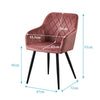 Set of 2 Pink Dining Chair Velvet Breakfast Chair Metal Legs Dining Room Kitchen