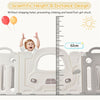 14 Panels Foldable Baby Playpen with Activity Panel & Basketball Hoop Grey NS