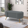 100cm Rectangular Ottoman Footstool Velvet Upholstered Stool w/Golden Metal Legs