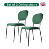 Dining Chairs 2PCS Green Velvet Stackable Fabric Chairs Metal Leg Home Office