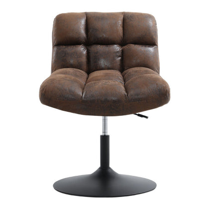 ExtraSoft Swivel Leisure Chair Brown Leather Mid-Century Armless Seat Desk Chair