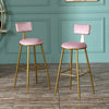 2x Velvet Bar Stools Bar Chairs Breakfast Dining Stools Office Bar Cafe Pink BN