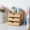Bamboo Wood 3 Drawer Desktop Organizer Home Office Makeup Stationery Storage