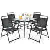 6 Piece Garden Furniture Patio Set Dining Table Parasol & 4 Folding Chair Seats