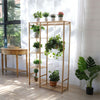 Large Bamboo Clothes Rail with 4 Standing Bookcase Shelves for Dress Plant Shoes