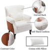 Shaggy Fluffy Upholstered Armchair Suede Patchwork Wing Back Chair Fireside Sofa