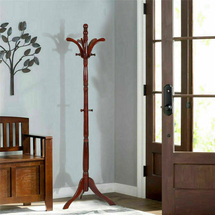 Premium Beech Wood Coat Rack Stand Tree Adjustable Coat Stand For Adults & Kids