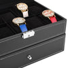 20 Grid Slots Watch Box Leather Display Glass Top Jewelry Storage Organizer Case