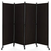 Rolling 4-Panel Room Divider 172cm Folding Privacy Screen Portable Wall Divider