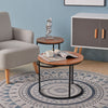 Round Industrial Wooden Side End Table Design Coffee Living Bed Room Furniture