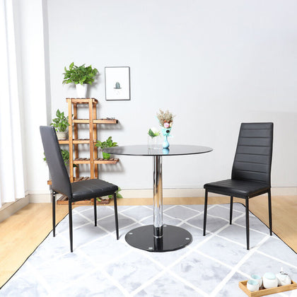 Tempered Glass Dining Table & 2/4PCS Faux Leather Padded Chairs Cafe Office Home