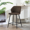 2pcs Bar Stools Dining Chairs Barstools Faux Leather Brown Upholstered Seat