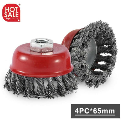 2PC 4PC Twist Knot Semi Wire Wheel Cup Brush Set For 115mm Angle Grinder