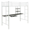 3.5FT Single Metal Loft Bed Frame High Sleeper Bunk Bed W/ Desk Storage Shelves
