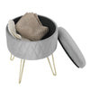 Storage Footstool Ottoman Footrest Makeup Dressing Table Stool with Gold Metal