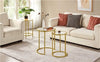 Round Nesting Table with Metal Frame, End Side Table w/ Tempered Glass Top, Gold