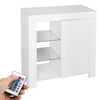 White Sideboard Buffet with LED lights 3-Tier Tableware Storage Cupboard