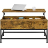 Industrial Split Lift-top Coffee Table with Storage Compartments & Metal Legs
