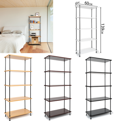 5 Tier Shelving Display Unit Versatile Wall & Pantry Storage Modern Wooden Metal