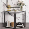 40" Half Moon Marble Console Table Hall Desk w/Shelf Storage Living Room Bedroom