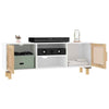 TV Cabinet Solid Wood Pine&Natural Rattan material is durable and sturdy