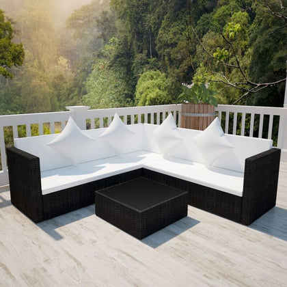 17 Pieces Garden Sofa Set Poly Rattan Black Outdoor Patio Couch Z4M2