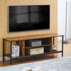Brown TV Stand 2 Tier Large Cabinet Modern Metal Legs TV Cabinet Living Room New