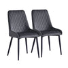 Pair of Faux Leather Velvet Dining Chiars Padded Seat Metal Legs Kitchen Chair