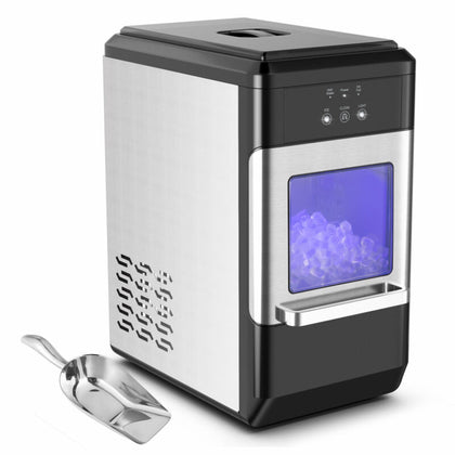 Nugget Ice Maker Lighting Automatic Self-Cleaning Ice Cube Making Machine 20KG/D