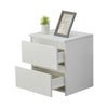 2 Drawers White Bedside Cabinet Storage Nightstand Bedroom Chest Of Drawers