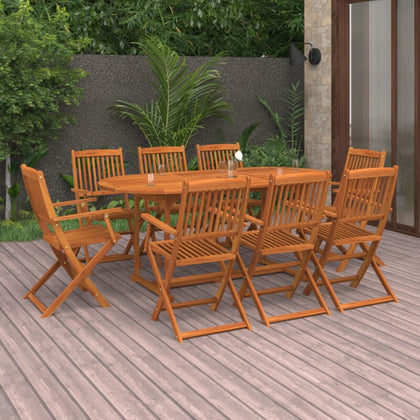 9 Piece Garden Dining Set Solid Acacia Wood D3Y7
