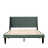 Merax Upholstered Double Bed Modern Velvet 4FT6 Winged Headboard Green/Grey