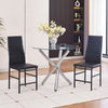 2pcs Black High Back Faux Leather Dining Chairs Metal Legs Kitchen Dining Room