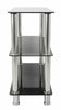 Black Glass 3 Tier Shelving Unit Shelf Storage Display Cabinet Metal Chrome Legs