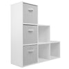 White 3 Tier 6 Cube Storage Bookcase Shelf Display Unit Grey Fabric Shelving Box