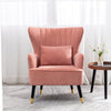 Smoky Pink Velvet Armchair Wing Back Velvet Tufted Cocktail Chair With Cushion