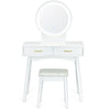 Dressing Makeup Table Set Vanity Desk Set w/Stool 2 Drawer LED Mirror Bedroom