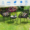 3PCS Patio Furniture Set Outdoor PE Rattan Woven Patio Chairs Set W/ Glass Table