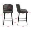 2 pcs Faux Leather Bar Stools Diamond Padded Seat Metal Legs Footrest Breakfast