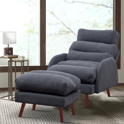 Frosted Velvet Upholstered Recliner Chair Armchair Sleeper Chair Single Sofa Bed