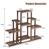 6-Tier Wooden Plant Stand 9 Pots Flower Display Shelf Indoor Outdoor Decoration