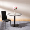 90cm Tempered Round Table Clear Glass Chrome Base Leg Dinner Kitchen Furniture