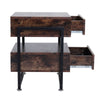 2-Drawer Rustic Wood Bedside Table Cabinet Industrial Side End Table Nightstand