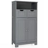 Bathroom Floor Cabinet Wooden Storage Cupboard with Adjustable Shelf & Doors