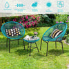 3PCS Patio Furniture Set Outdoor PE Rattan Woven Patio Chairs Set W/ Glass Table