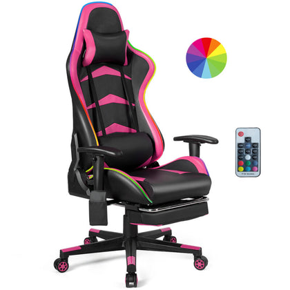 Ergonomic Gaming Chair Adjustable High Back Computer Chair W/ Remote Control LED