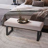 Beige/Grey Linen Bed End Chaise Lounge Window Seat Bench Hallway Shoes Changing