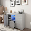 TV Unit Cabinet Stand Sideboard Cupboard Matt Body High Gloss Doors LED Light