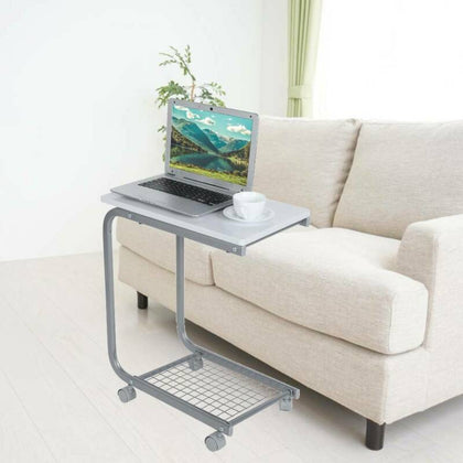 Wooden Portable C Shape Side End Table Sofa Coffee Laptop Table Living Bedroom