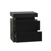 Nightstand Bedside Table W/ 2 Drawer High Gloss White Black Modern